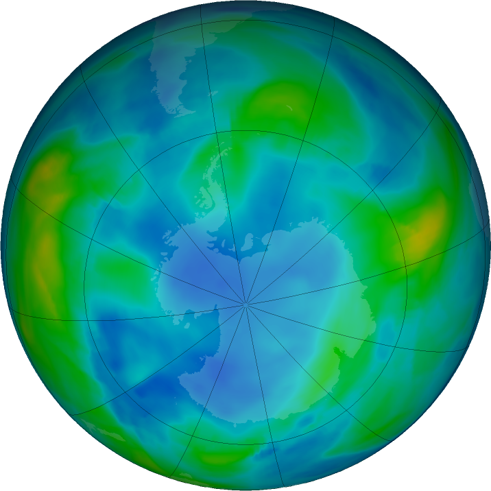 Antarctic ozone map for 28 May 2023